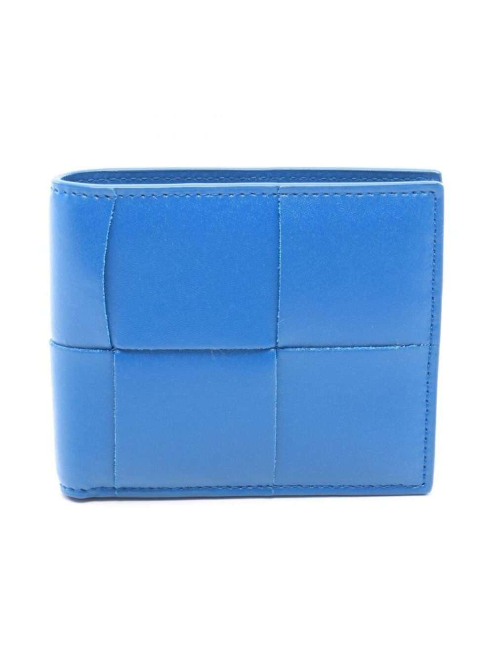 Bottega Veneta Billfold Cassette Blue Leather Maxi Intrecciato Bifold Wallet